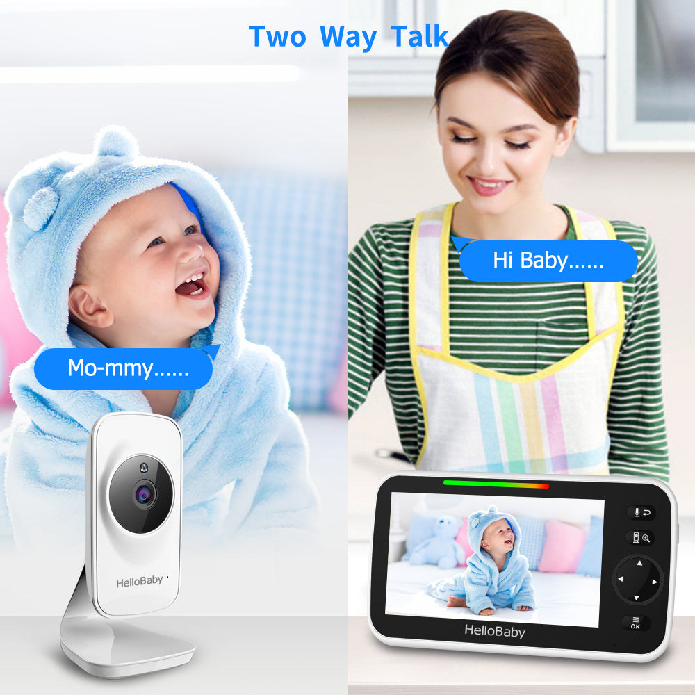 Video Baby Monitor with Camera and Audio 5" Color LCD Screen,  Monitor Camera, Infrared Night Vision, Temperature Display, Lullaby, Two Way Audio and VOX Mode 5 Inches